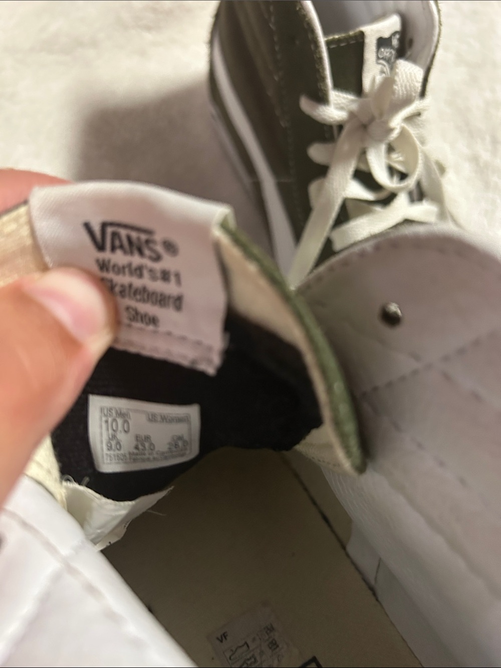 Vans Olive Green and White Sk8-Hi Sneakers - Picture 8 of 8